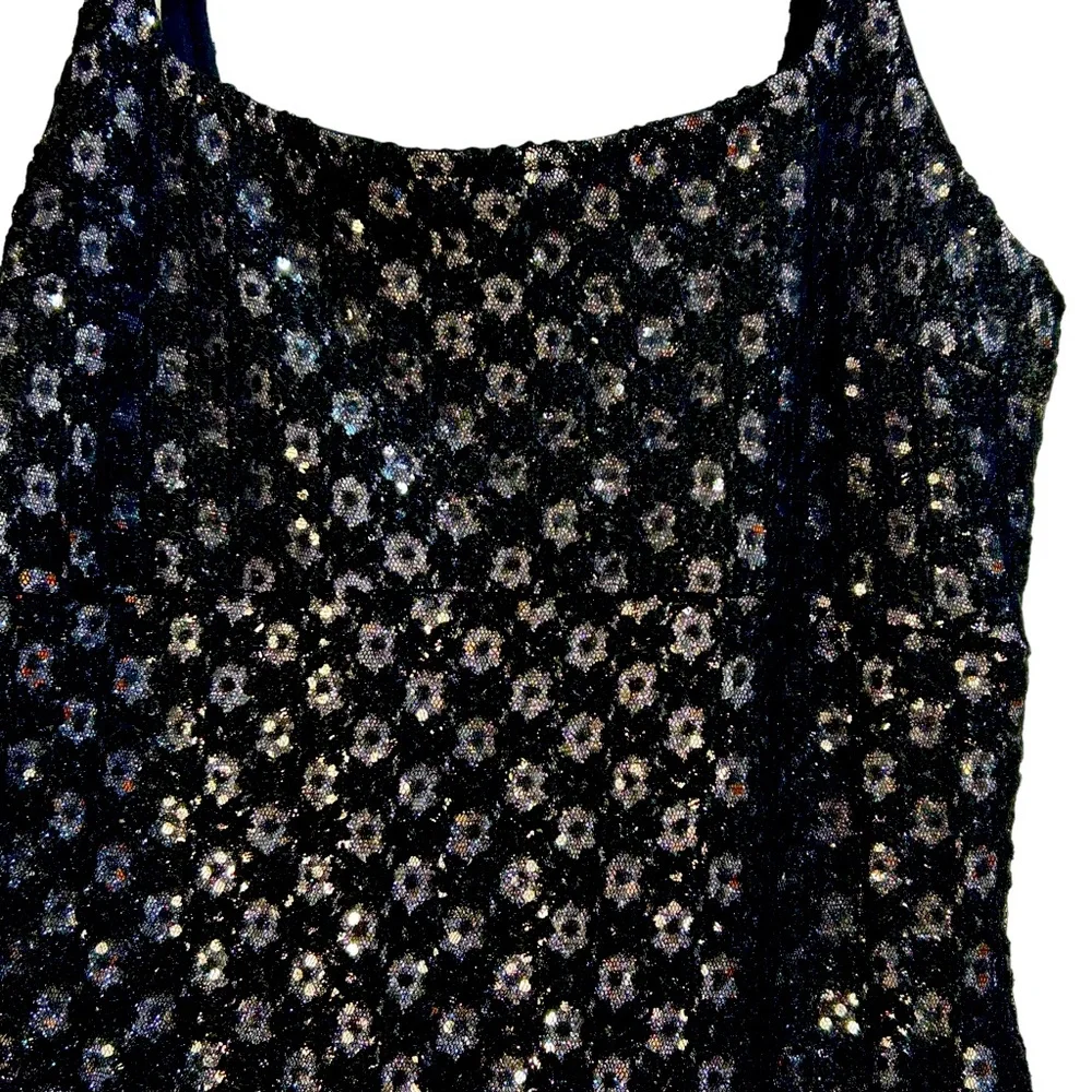 Jessica McClintock long formal dress black and silver size 8 - Picture 3 of 7